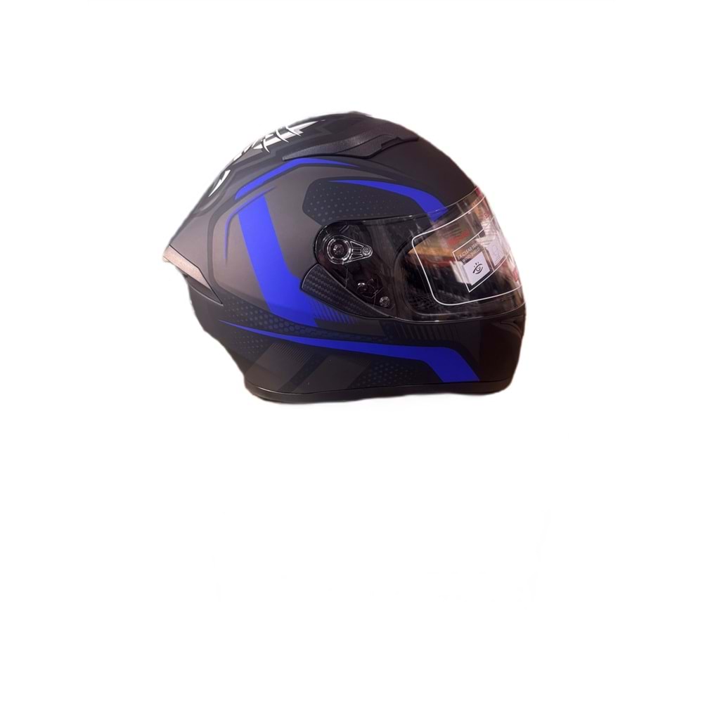 KASK ÇENE AÇILIR MAT SİYAH MAVİ A1 (XL)