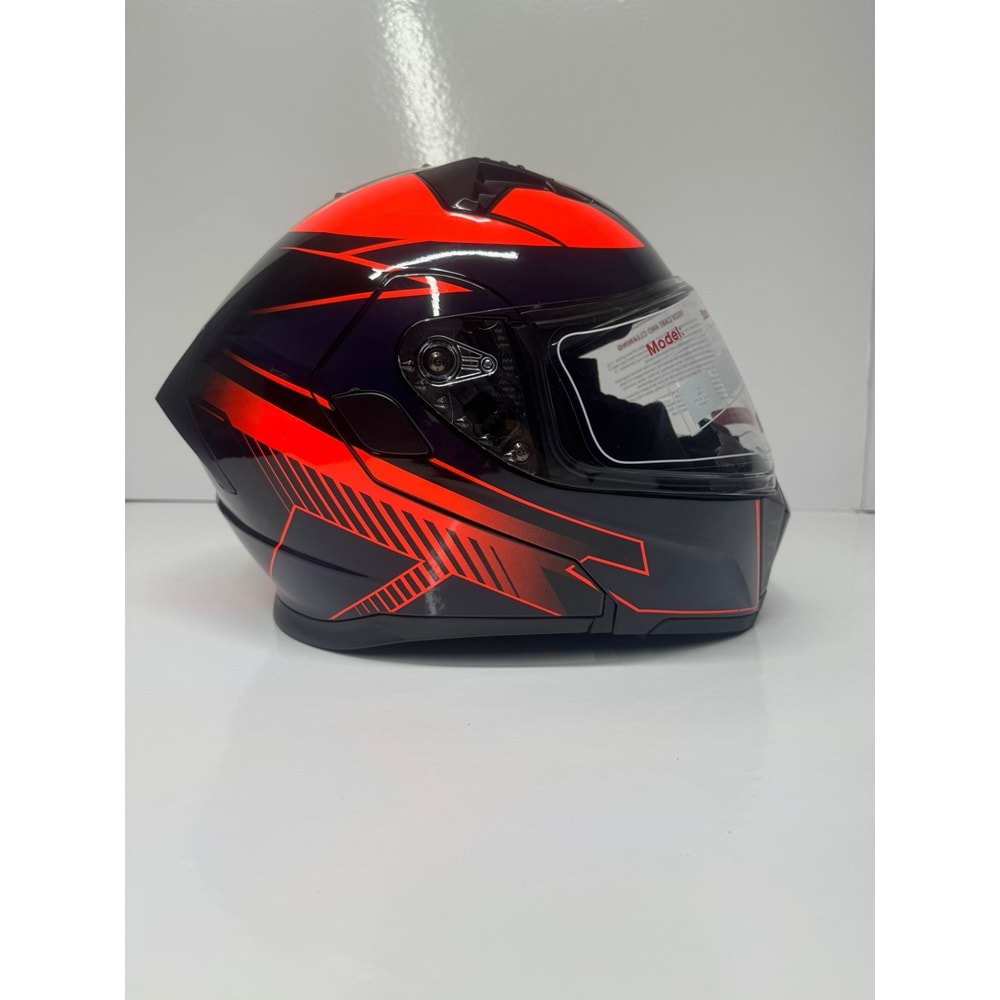 KASK ÇENE AÇILIR SİYAH KIRMIZI A3 (L)