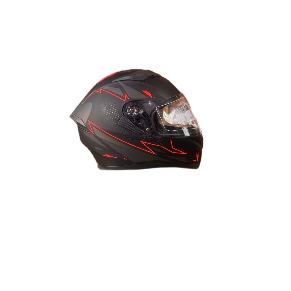 KASK ÇENE AÇILIR MAT SİYAH KIRMIZI A4 (XXL)