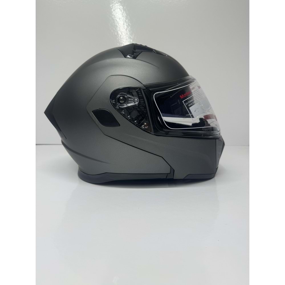 KASK ÇENE AÇILIR MAT GRİ (XL)