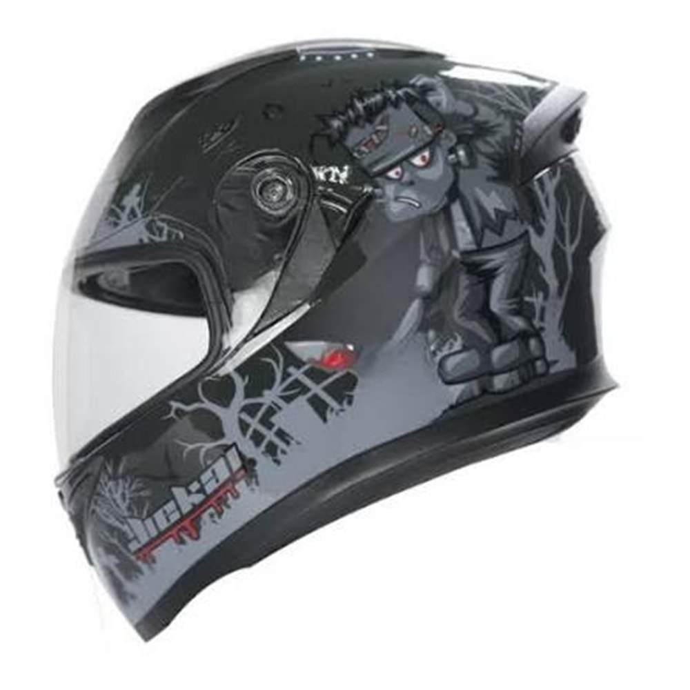 KASK ÇENE AÇILIR MAT SİYAH GRİ-A5 (M)