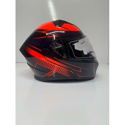 KASK ÇENE AÇILIR SİYAH KIRMIZI A3 (XXL)