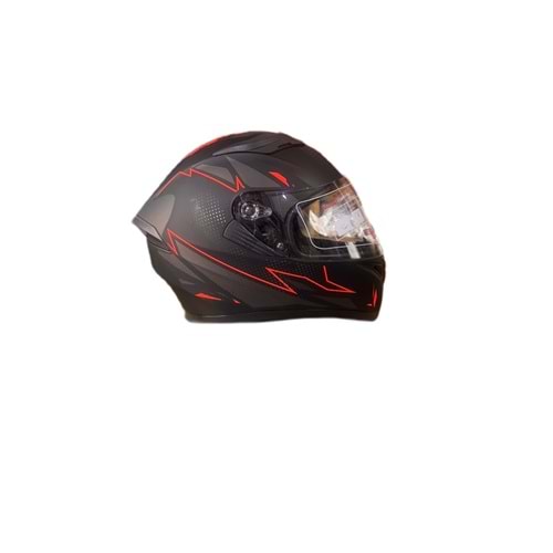 KASK ÇENE AÇILIR MAT SİYAH KIRMIZI A4 (XXL)