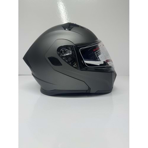 KASK ÇENE AÇILIR MAT GRİ (L)