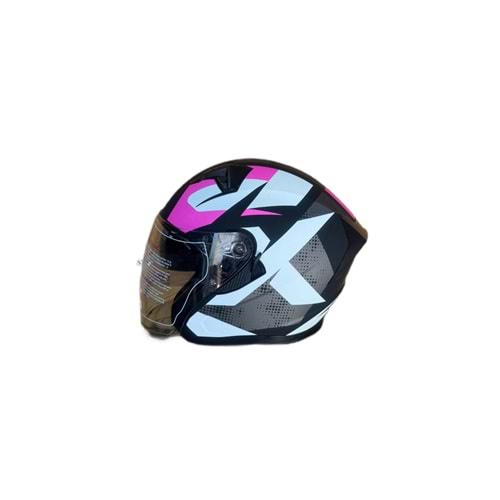 YAZLIK KASK ÇENESİZ VİZÖRLÜ MAT SİYAH PEMBE A7 (S)