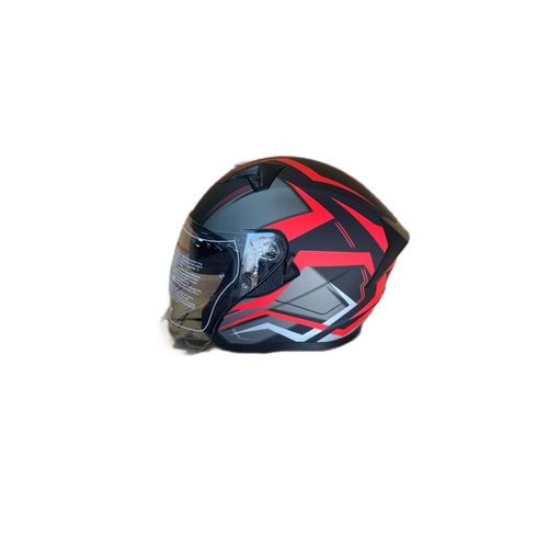YAZLIK KASK ÇENESİZ VİZÖRLÜ SİYAH KIRMIZI A9 (L)
