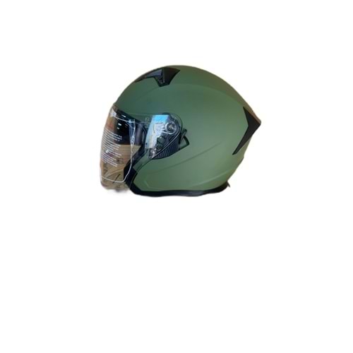 YAZLIK KASK ÇENESİZ VİZÖRLÜ MAT YEŞİL (XXL)