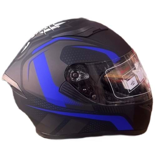 KASK FULL FACE VİZÖRLÜ MAT SİYAH MAVİ-A1 (XXL)