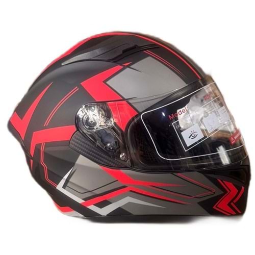 KASK FULL FACE VİZÖRLÜ MAT SİYAH KIRMIZI A9 (XXL)