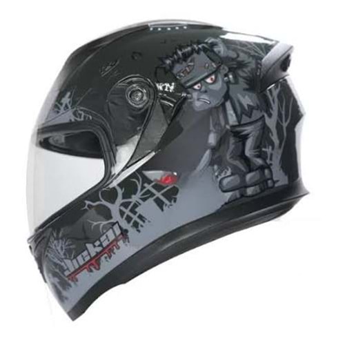 KASK ÇENE AÇILIR MAT SİYAH GRİ-A5 (L)
