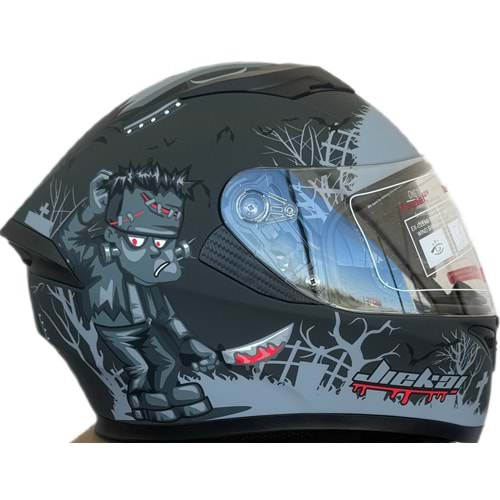 KASK FULL FACE VİZÖRLÜ MAT SİYAH GRİ-A5