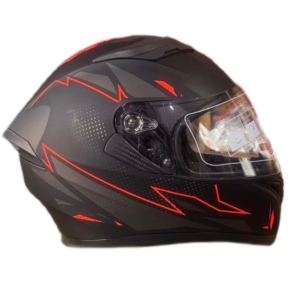 KASK FULL FACE VİZÖRLÜ MAT SİYAH KIRMIZI-A4 (M)