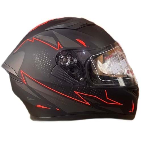 KASK FULL FACE VİZÖRLÜ MAT SİYAH KIRMIZI-A4 (L)