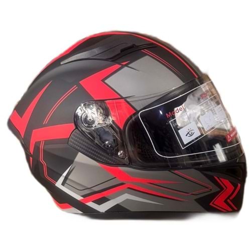 KASK FULL FACE VİZÖRLÜ MAT SİYAH KIRMIZI A9 (L)
